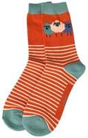 Sheep Socks 2 Pair Pack in Pink and Orange Women's Size 3 to 7