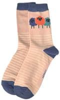 Sheep Socks 2 Pair Pack in Pink and Orange Women's Size 3 to 7