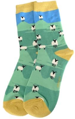 Sheep Socks in Green Women's Size 3 to 7