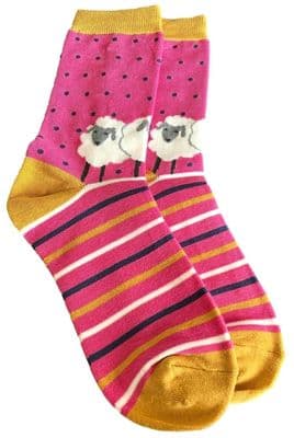 Sheep Socks in Hot Pink Bamboo Cotton Blend