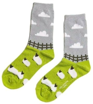 Sheep Socks in Lime Green and Grey