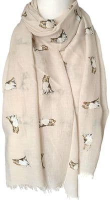 Shelti Dog Scarf Beige Shetland Collie Dogs Pattern
