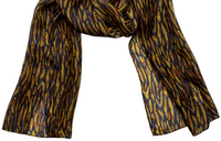 Silk Scarf with a Navy Blue Mustard and Red Coloured Abstract Pattern