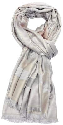 Silver Grey Scarf with a Floral Pattern Women’s Pashmina Wrap