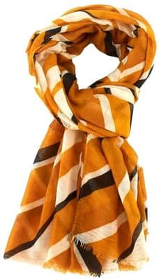 Striped Scarf in Mustard Yellow Cream and Black