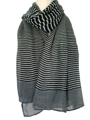 Striped Scarf in Navy Blue and Cream