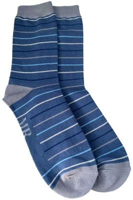 Striped Socks in Blue and Grey Men's Size 7 - 11