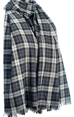 Tartan Scarf Women's or Mens Grey Black and White Checked Plaid Cotton Wrap