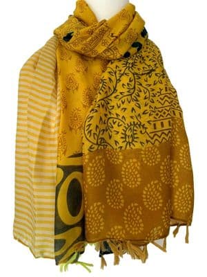Tassel Trim Oversized Scarf in Yellow