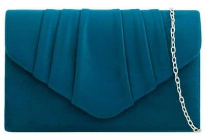 Teal Clutch Bag Women's Faux Suede Evening Bag