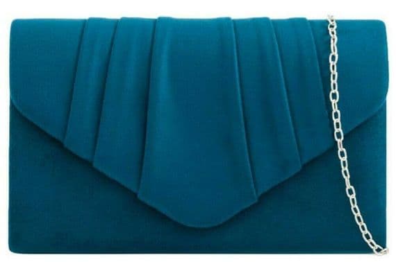 Teal Clutch Bag Women's Faux Suede Evening Bag