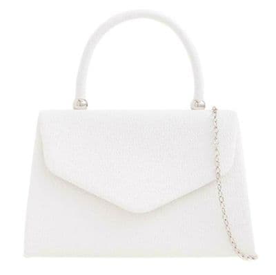 Top Handle Bag White Faux Leather Handbag