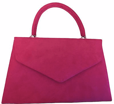 Top Handle Grab Bag Faux Suede Handbag in Cerise Pink