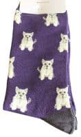 Westie Dog Socks in Purple and Grey Men's West Highland Terriers Socks