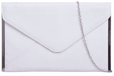 White Clutch Bag Faux Suede Envelope Style Evening Bag