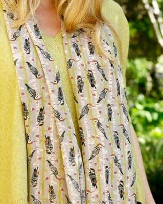Woodpecker Scarf by Peony Scarves in Beige
