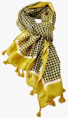 Yellow and Black Tassel Trim Scarf