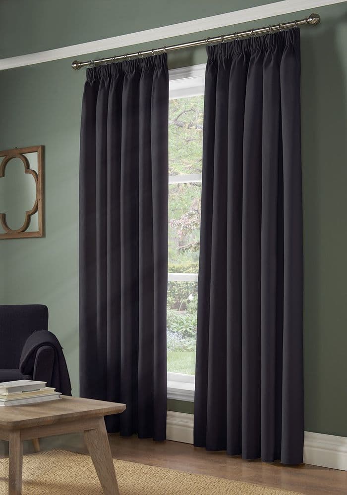 Alan Symonds 100 Blackout Charcoal Pencil Pleat Curtains