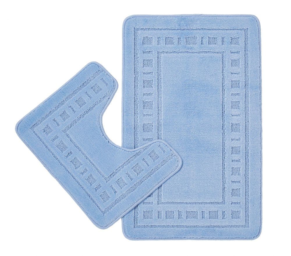 Catherine Lansfield Armoni Blue Bath Mat and Pedestal Set