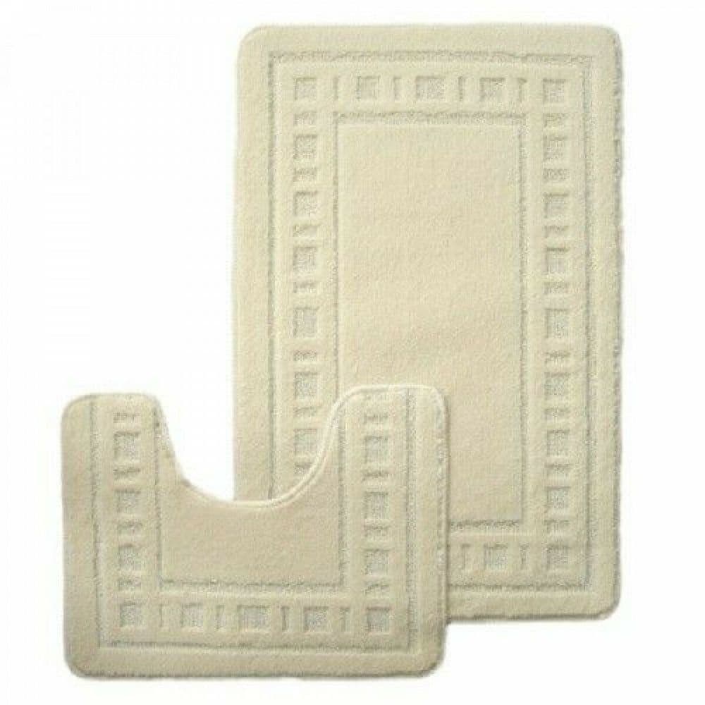 Catherine Lansfield Armoni Cream Bath Mat and Pedestal Set