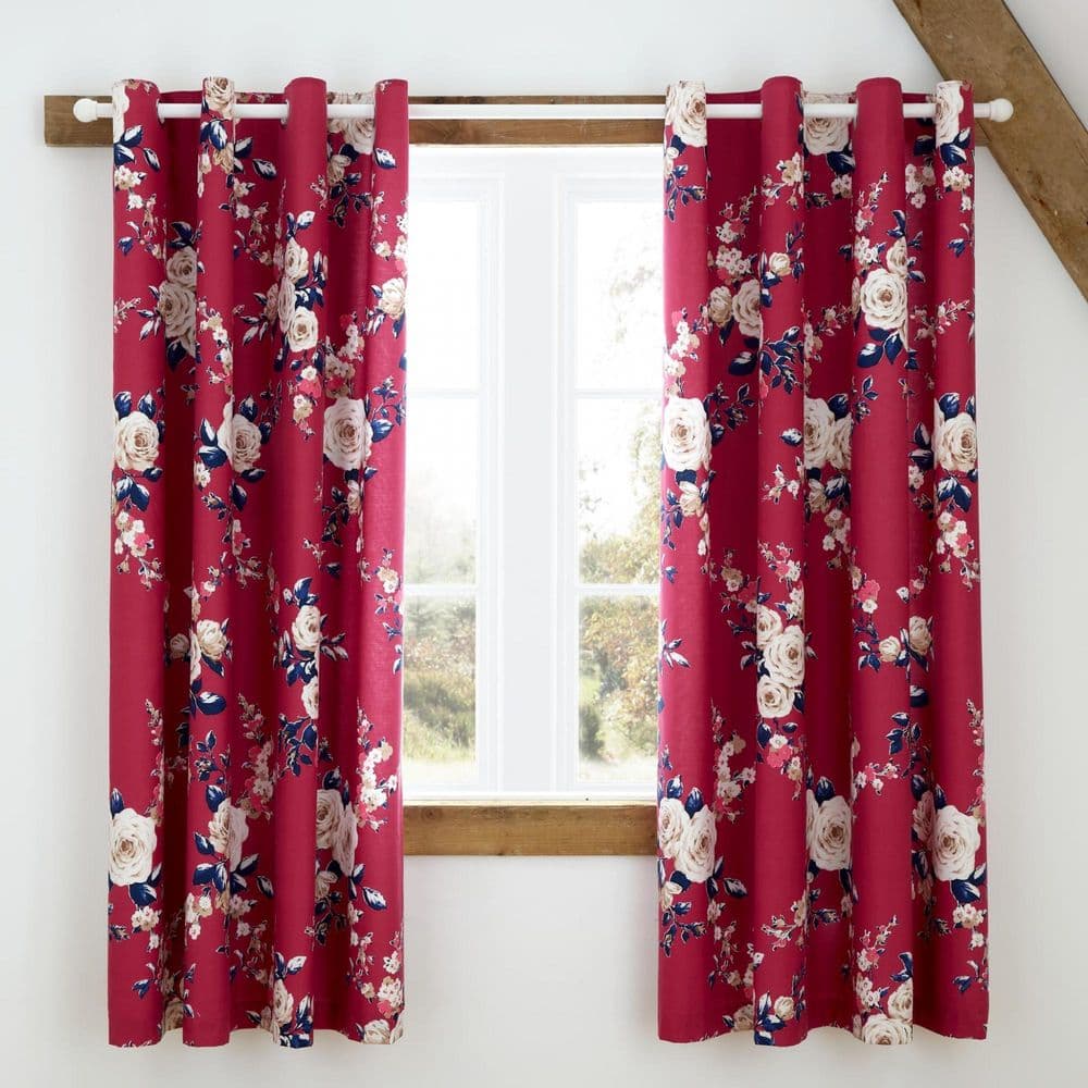 Catherine Lansfield Canterbury Plum Blackout Eyelet Curtains
