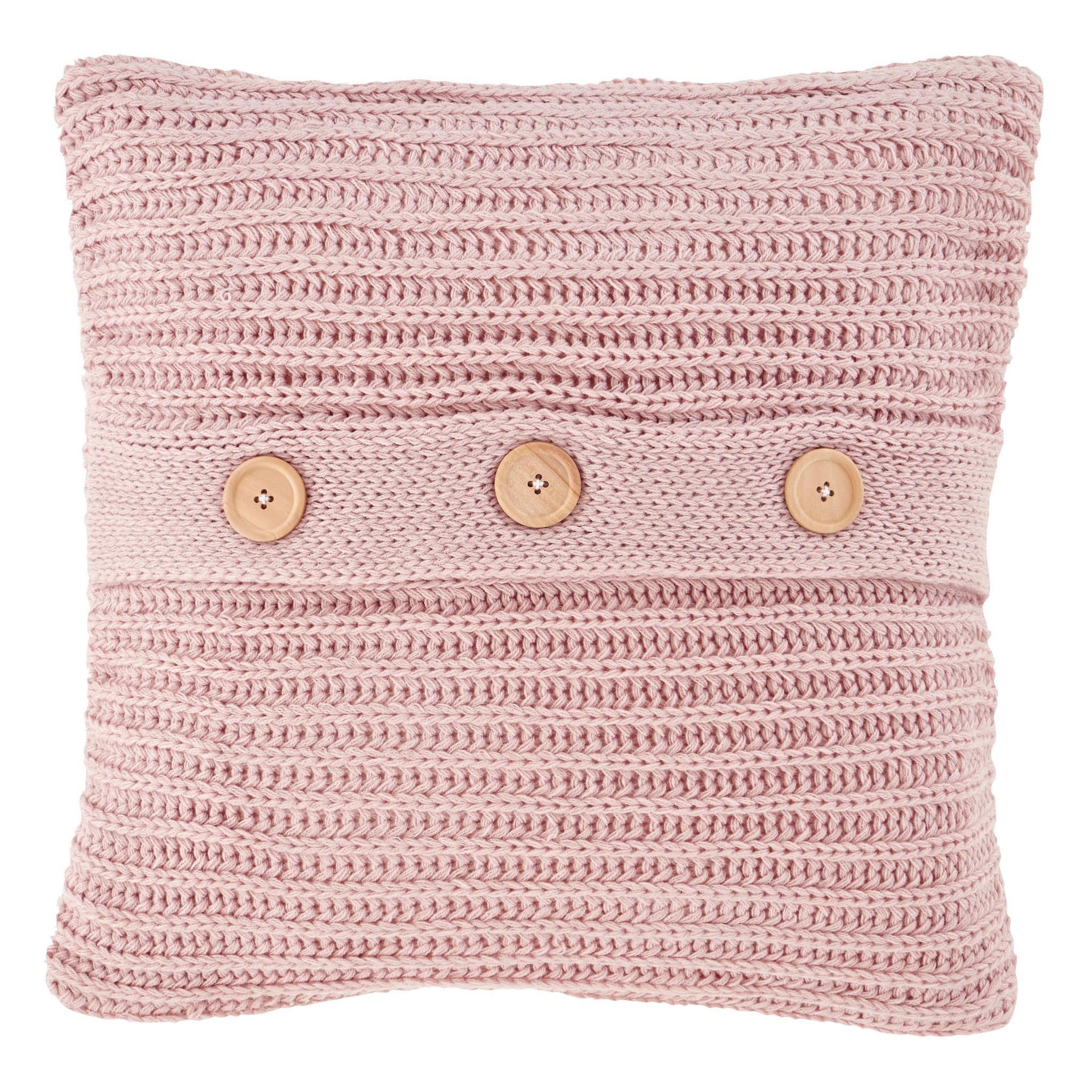 Catherine Lansfield Chunky Knit Blush Filled Cushion
