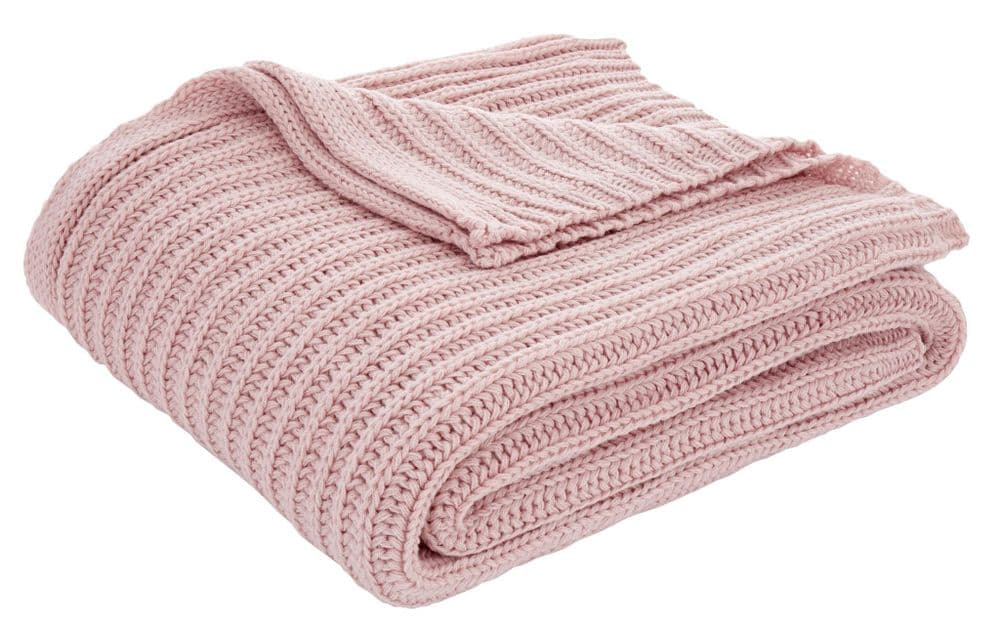 Catherine Lansfield Chunky Knit Blush Throw