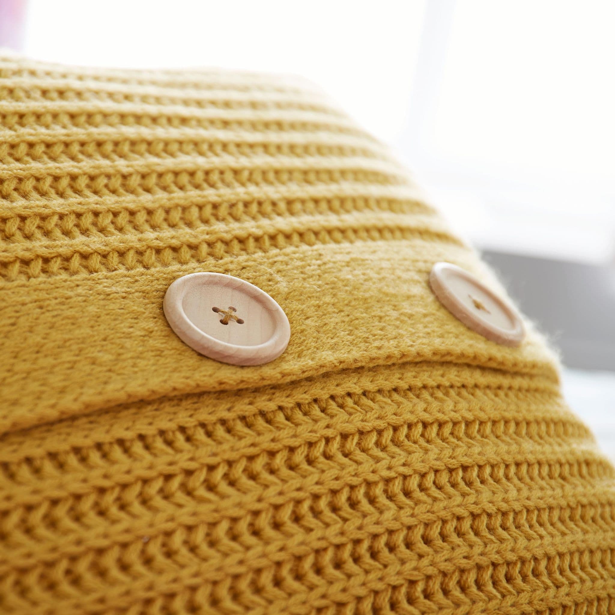 Catherine Lansfield Chunky Knit Ochre Filled Cushion