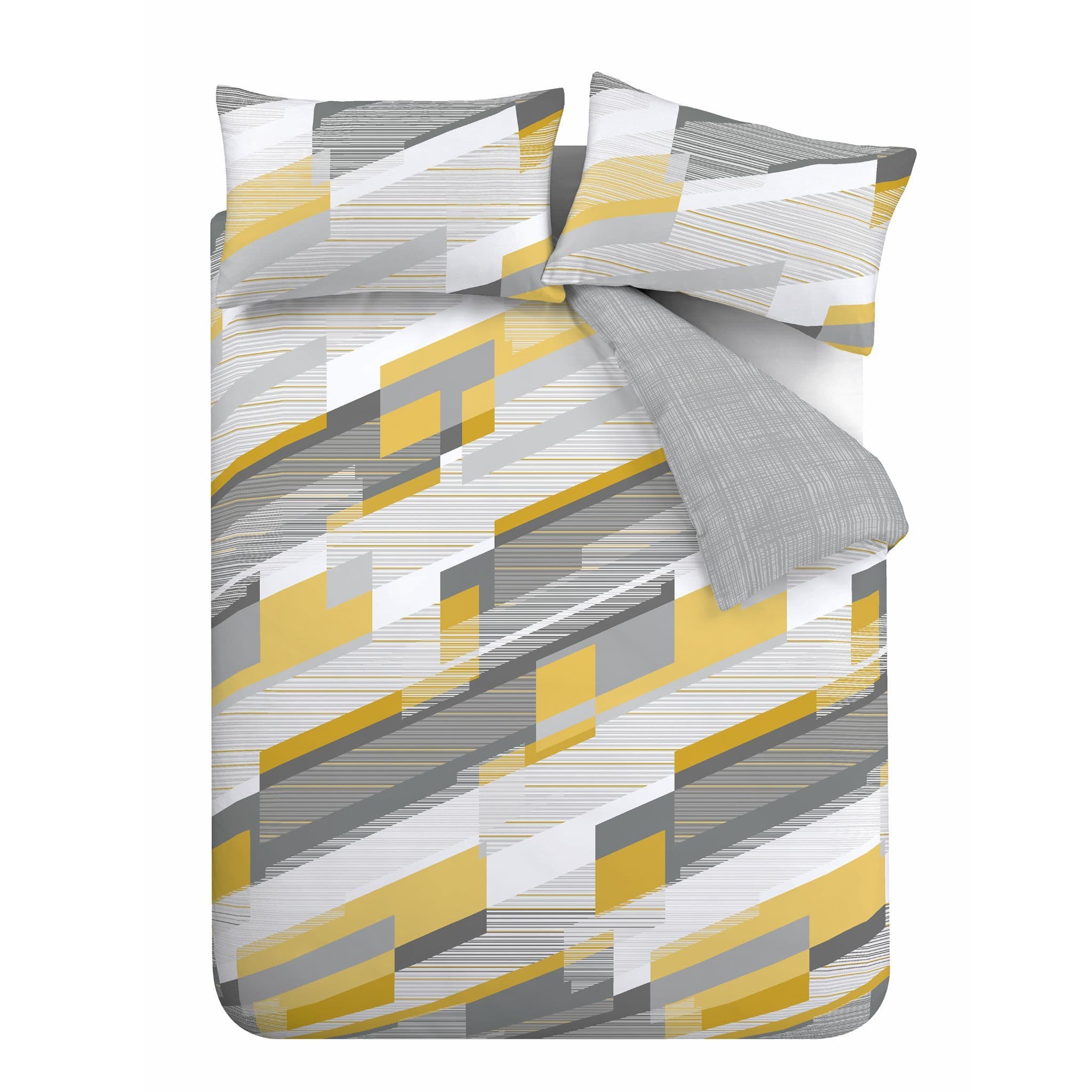 Catherine Lansfield Harley Geo Grey Ochre Bedding Set