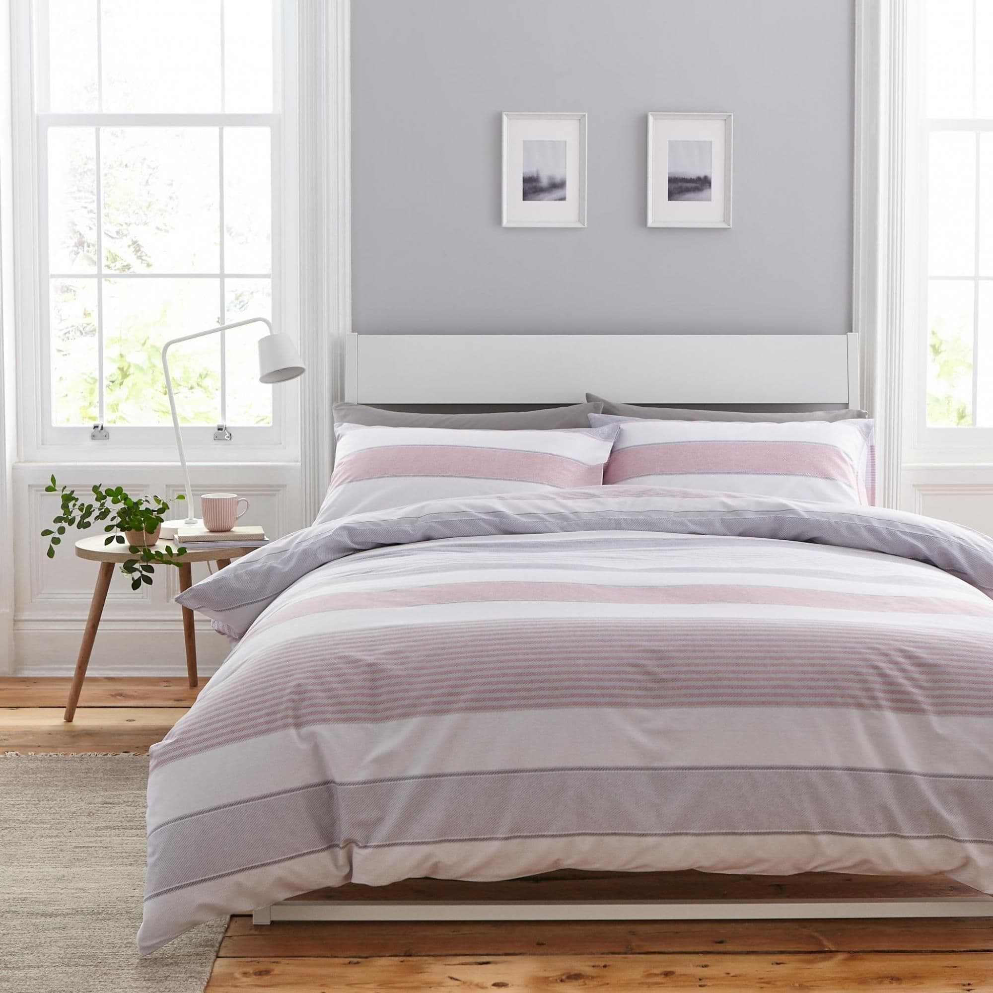 Catherine Lansfield Newquay Stripe Pink 