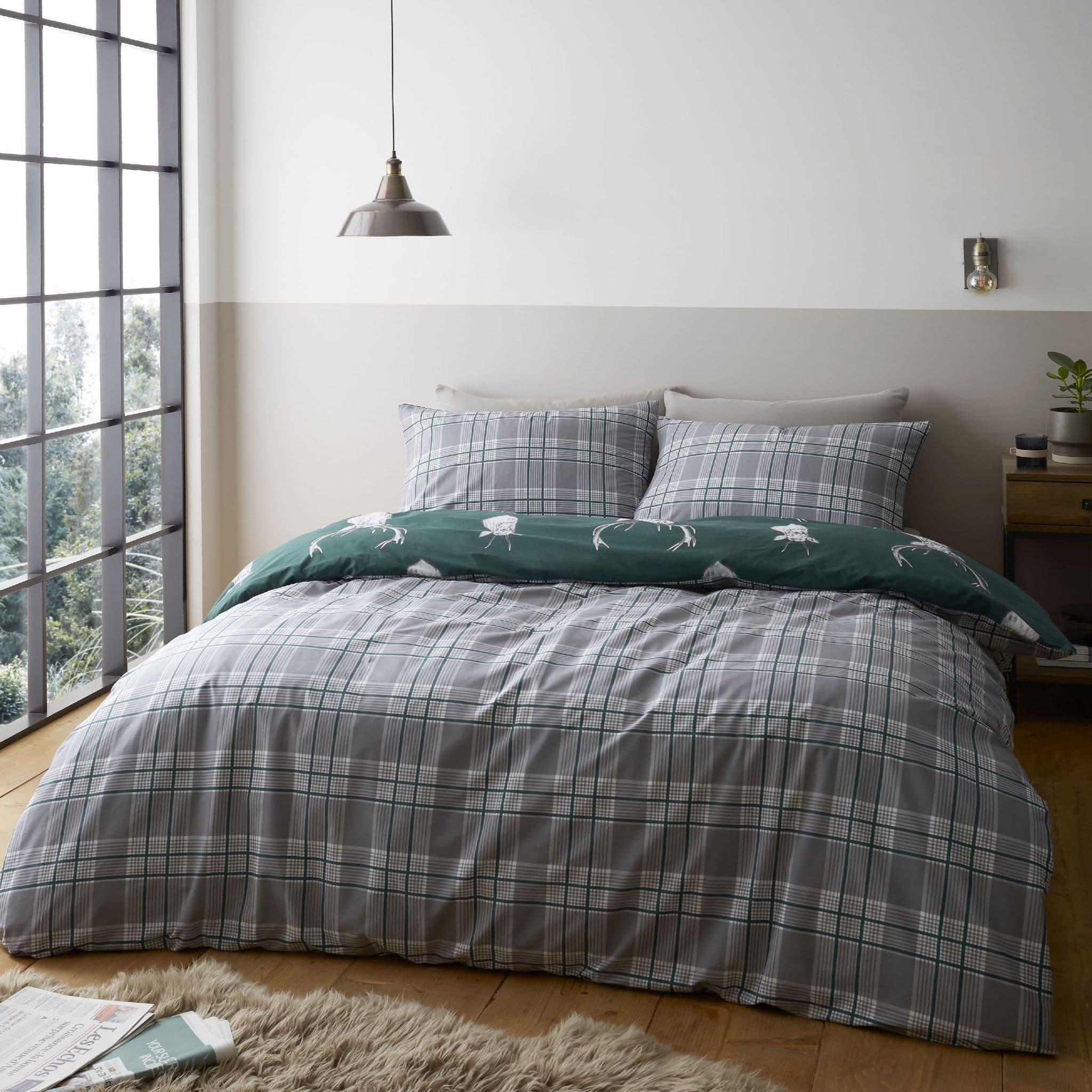 Catherine Lansfield Stag Green Duvet Cover Set