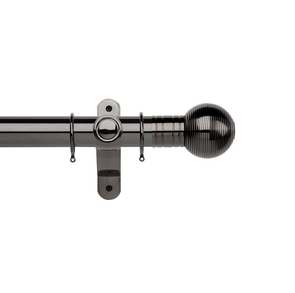 Galleria Ribbed Ball 50mm Metal Curtain Pole Black Nickel