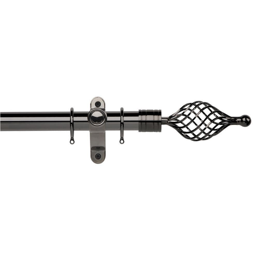 Galleria Twisted Cage 35mm Metal Curtain Pole Black Nickel