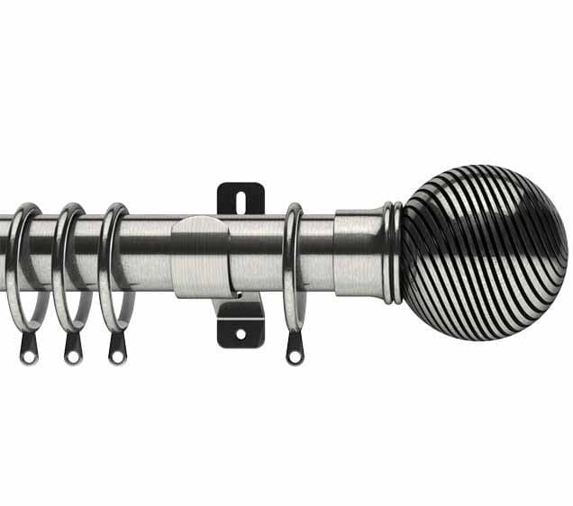 Swish Elements Curzon 35mm Metal Curtain Pole Satin Steel