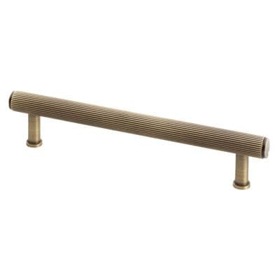 A&W Crispin Reeded Pull Handle - Antique Brass