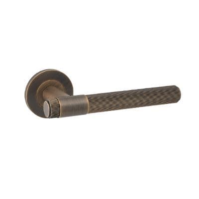 A&W Reeded Lever On Rose - Antique Brass