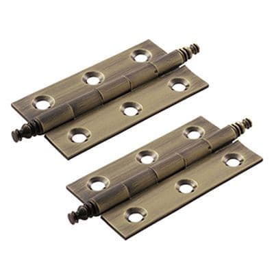 Antique Brass Finial Cabinet Hinge - Pair