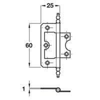 Flush Hinge 60 x 25mm
