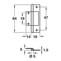 Light Duty Brass Flush Hinge 64 x 19mm