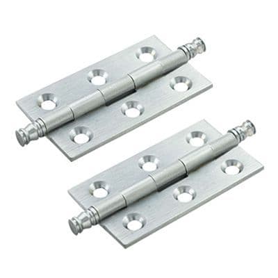 Satin Chrome Finial Cabinet Hinge - Pair