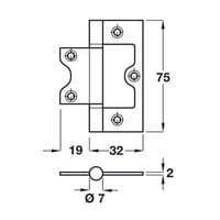 Steel Flush Hinge - Satin Chrome Plated 75 x 32mm