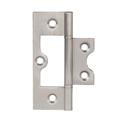 Steel Flush Hinge - Satin Chrome Plated 75 x 32mm