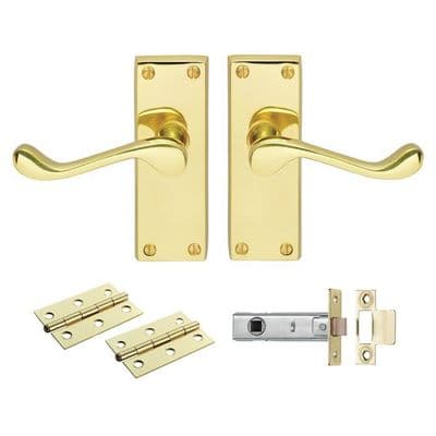 Victorian Scroll Latch Pack - Electro Brassed