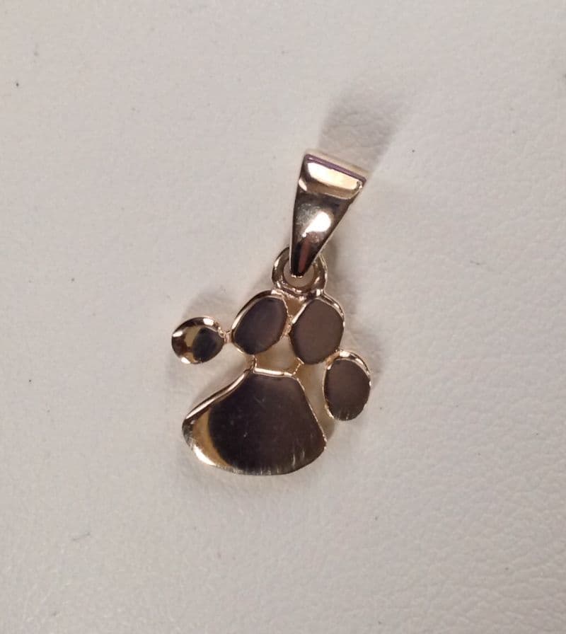 Solid Gold Dog Paw Print Necklace Small