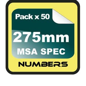 275mm (27.5cm) Race Numbers MSA SPEC - 50 pack