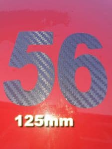 CARBON FIBRE (black) 125mm Race Numbers (1 to 10)