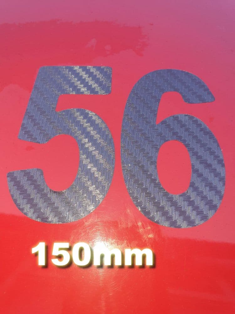 CARBON FIBRE black 150mm Race Numbers 1 to 10