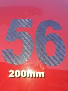 CARBON FIBRE (black) 200mm Race Numbers (1 to 10)