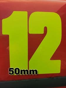 Fluorescent 5cm (50mm) Race Numbers (1 to 10)
