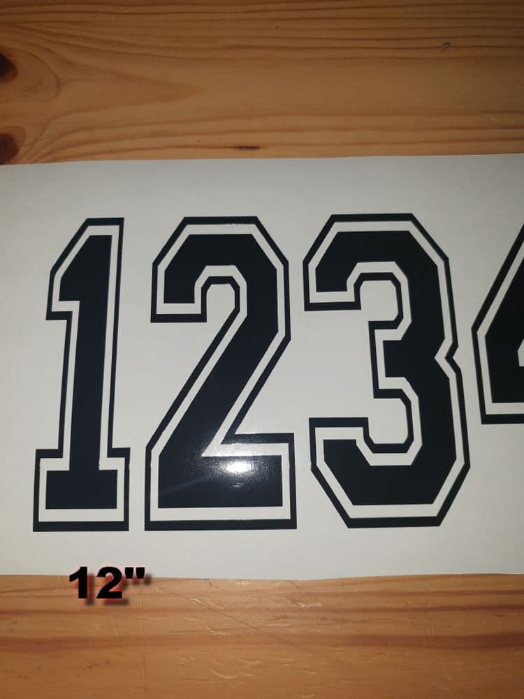 12 Simple Racing Number Race Number with Outline 12 inch